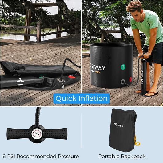 79 Gal Water Chiller Compatible Cold Plunge Tub with Cover-Black