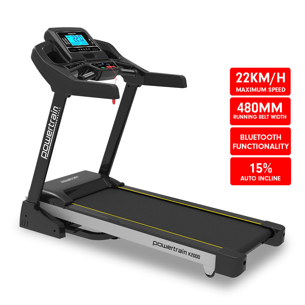NNEDPE K2000 Treadmill w/ Fan & Auto Incline Speed 22km/h